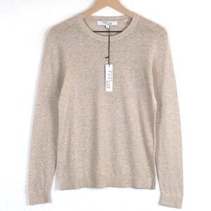 NWT THE LINE Balbina Eco Cotton Linen Sweater Sz S Heathered Beige Knit Crew L/S